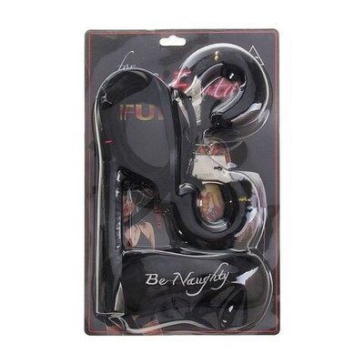 Набор для влюбленных: плетка, наручники, повязка (Цвет: черный)