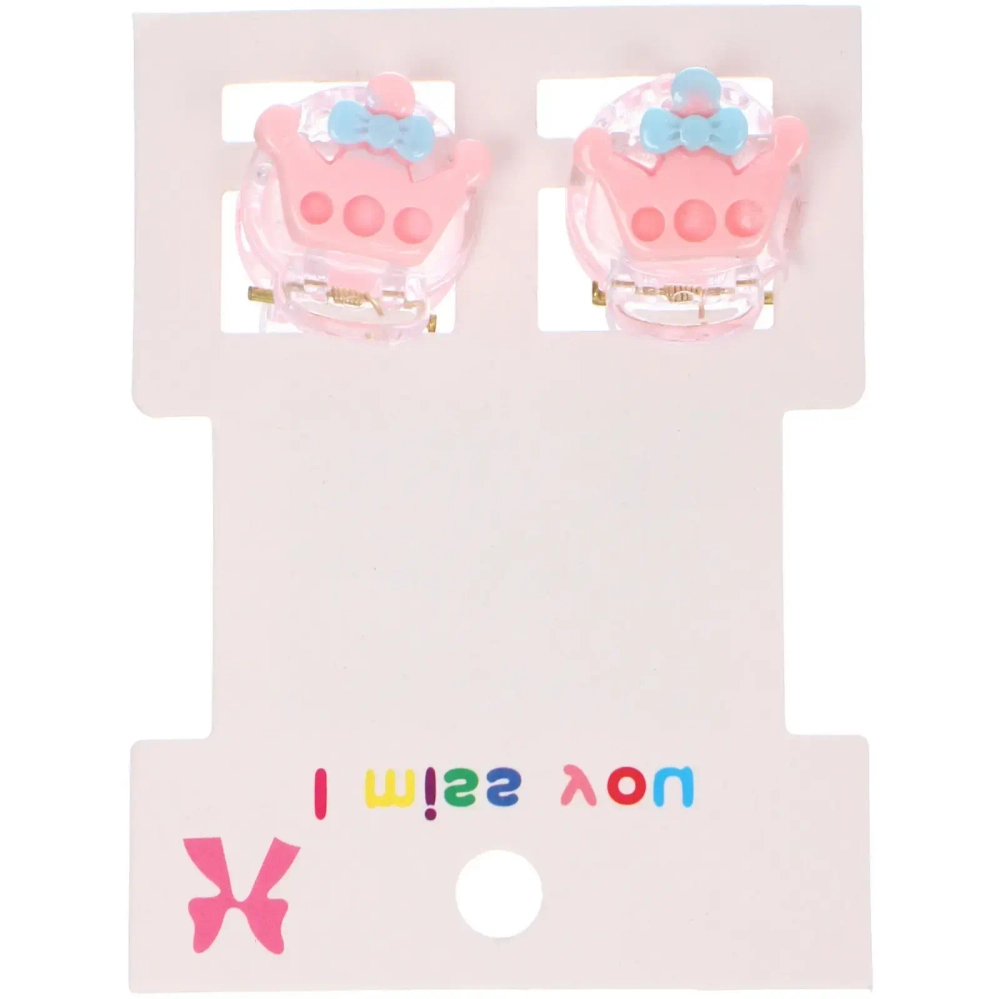 Заколки – крабы детские для волос 2шт на блистере «МАРЦИПАН», Корона, 1,2см