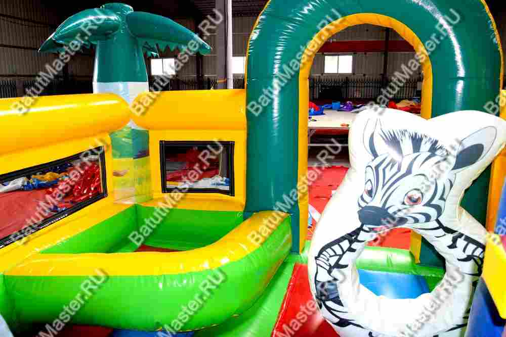 Коммерческий надувной батут "Сафари-джунгли со слоником"