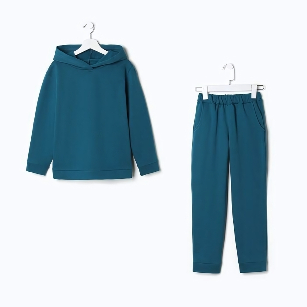 Костюм (толстовка+брюки) для мальчиков футер с начёсом А.75-24 ФНТ, петрол, р.134 9498457 (Юниор Текстиль)