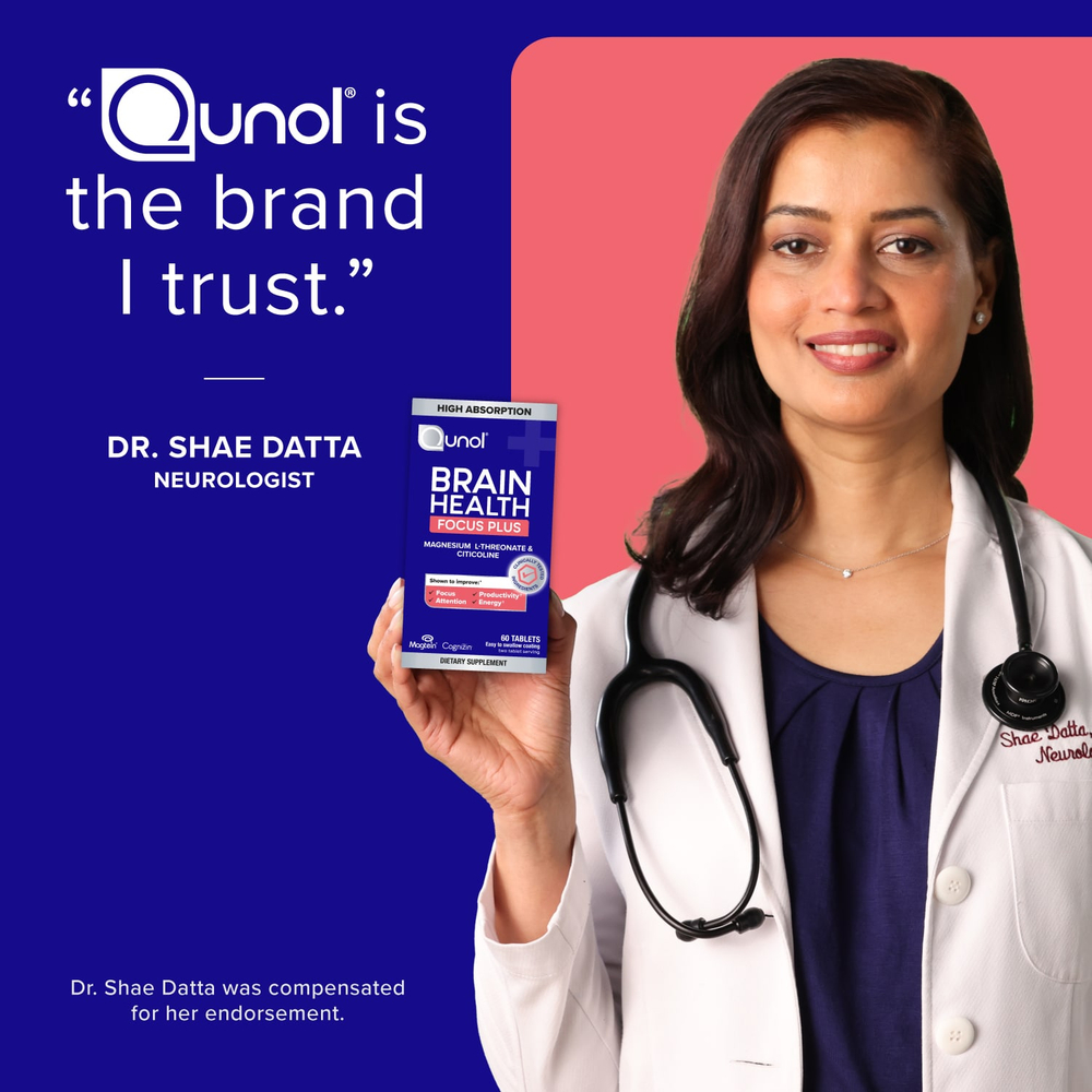 Qunol, Brain Health, Focus Plus, 60 таблеток