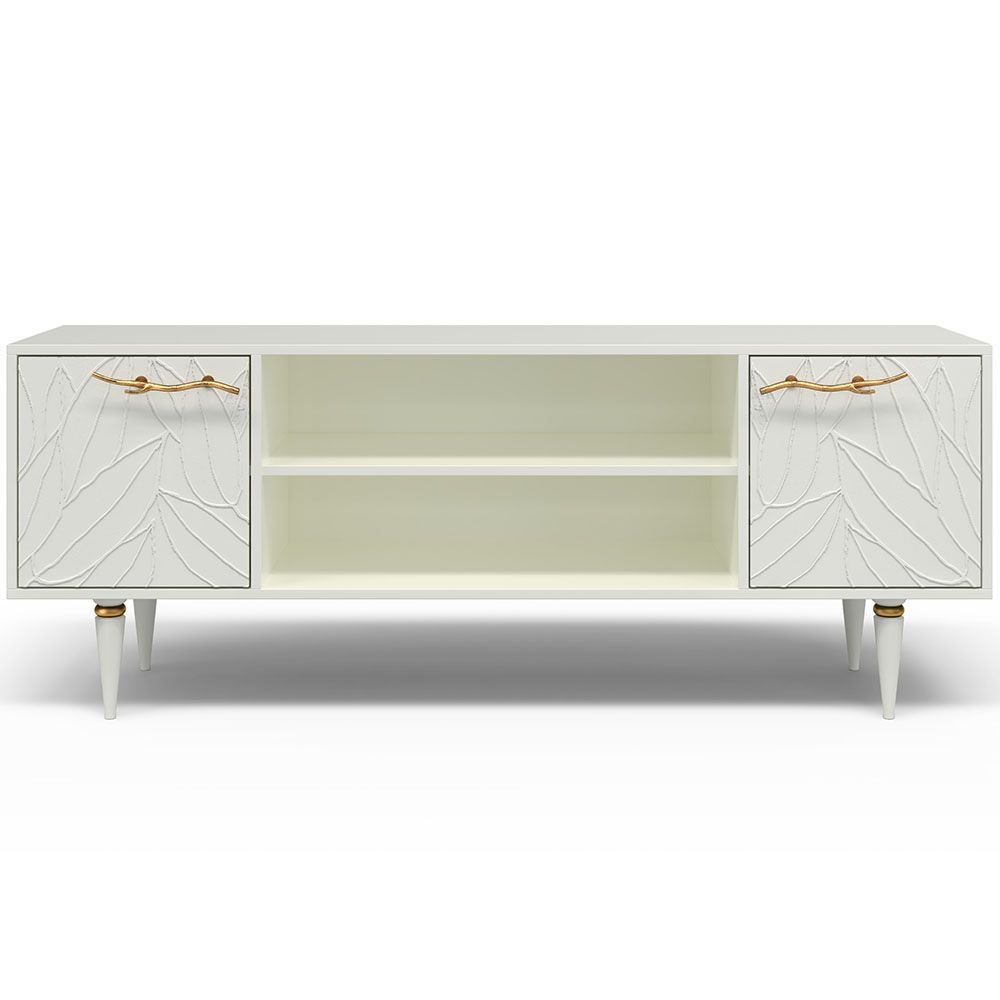 Тумба под ТВ Арт Колор leaves 155см Классик Голд Белый опал
