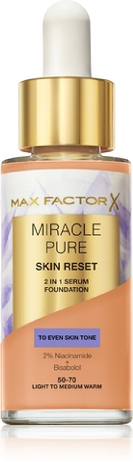 Max Factor Miracle Pure Skin Reset - Подкладка для ухода оттенок 50-70 Light to Medium Warm, 30 ml