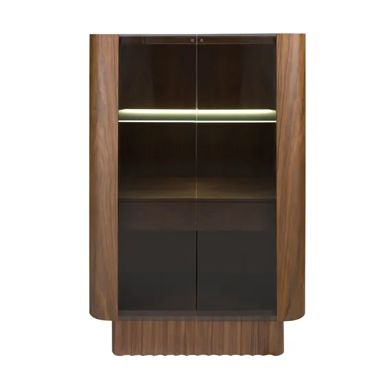 Высокий буфет 3273/TV-24051 из ореха и закаленного стекла с подсветкой