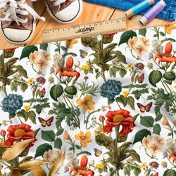 Ткань премиум интерлок эффектные цветы