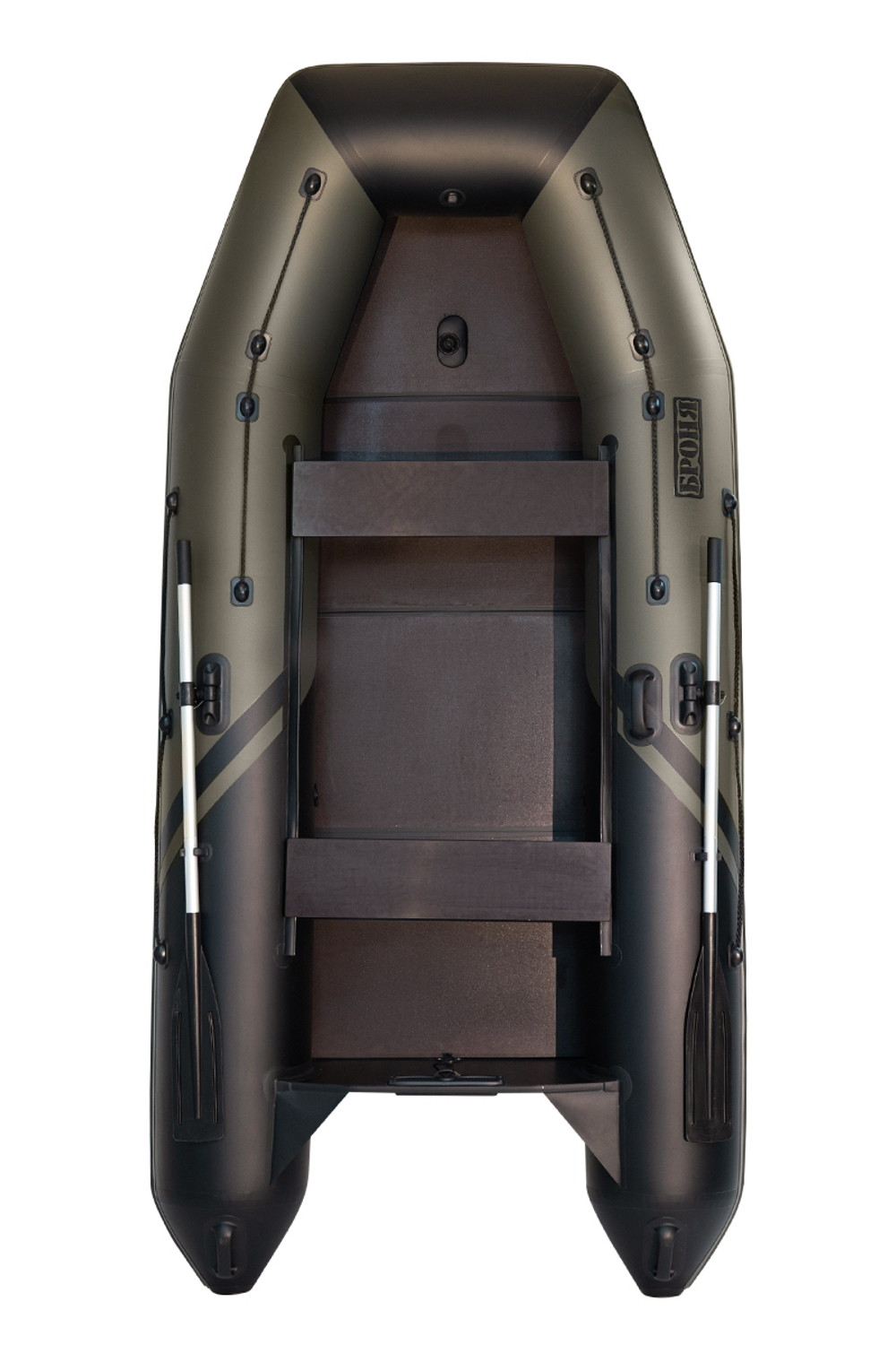 Броня-320 СК слань+киль хаки-черный (Лодка ПВХ под мотор с усилением)
