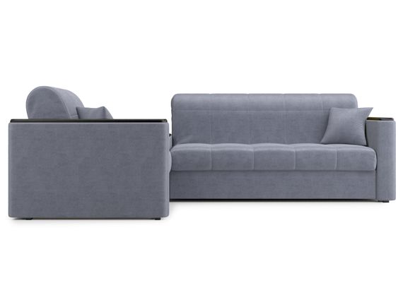 Диван угловой с Баром Неаполь 1,2 - Velutto 32 серый/ коричневая накладка