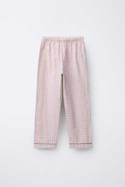 ZARA ФЛАНЕЛЕВАЯ ПИЖАМА В КЛЕТКУ ВИШИ, РОЗОВЫЙ