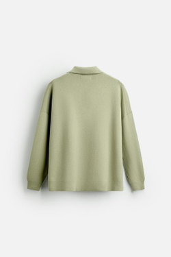 ZARA X NANUSHKA СВИТЕР -ПОЛО НА МОЛНИИ, СВЕТЛО-ЗЕЛЕНЫЙ