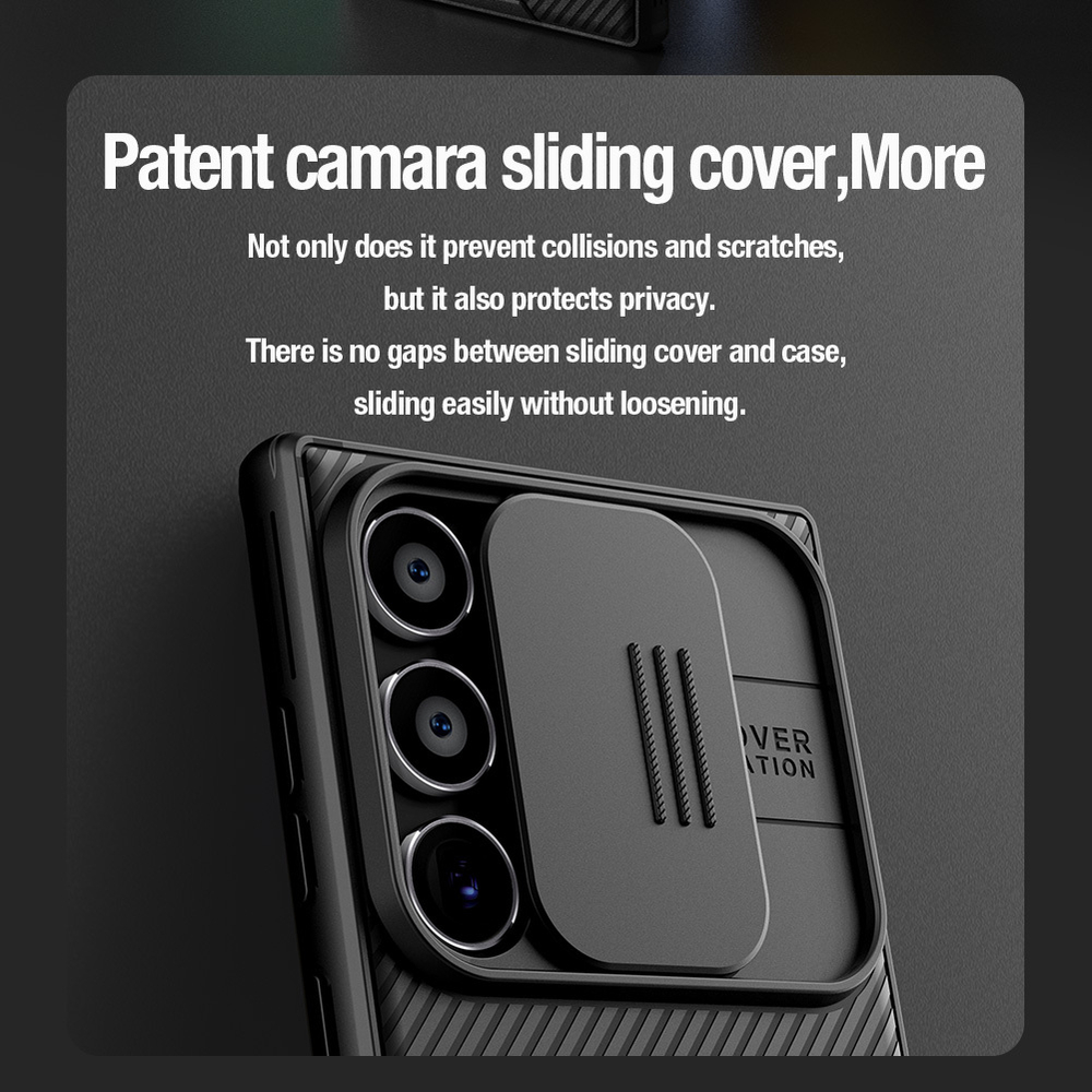 Чехол усиленный с защитной шторкой для камеры от Nillkin на Samsung Galaxy S24 Ultra, серия CamShield Pro Case