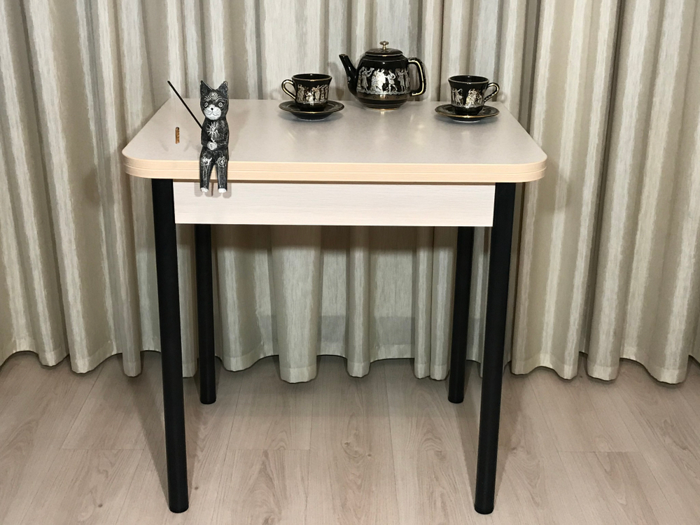 Кухонный раскладной стол на черных ножках Wide Beige