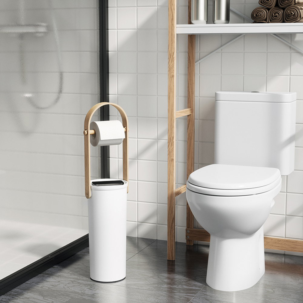 Держатель-органайзер для туалетной бумаги bellwood, белый/натуральное дерево