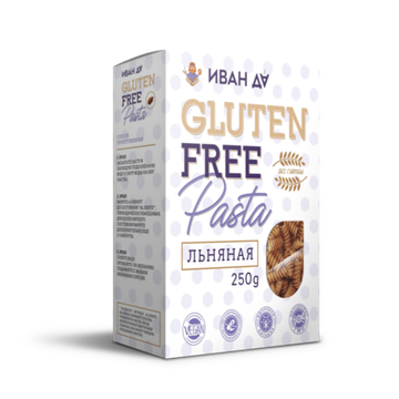 Паста (макаронные изделия) БЕЗГЛЮТЕНОВАЯ льняная, мягкая упаковка, 250г