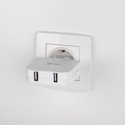 Разветвитель электрический ЭРА SPF-2-FL-USB поворотный на 2 розетки + 2USB 10А белый | Электротовары