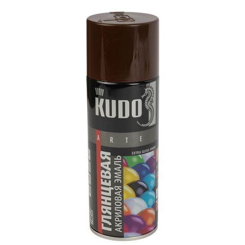 Эмаль универсальная акриловая KUDO RAL 8017 коричневая высокоглянцевая 520 мл