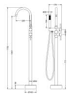 Смеситель напольный для ванны и душа Timo Saona черный (2300/03Y-CR)