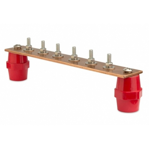 Главная заземляющая шина с изоляторами, 6 подкл., 260ммх40ммх4мм, медь DKC NE2006