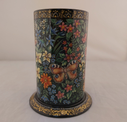 Стакан под ручки с карандашами "Цветочный вальс" с ручной росписью