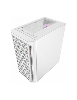 Powercase CMIMTW-L3 Корпус Mistral Micro T3W, Tempered Glass, Mesh, 2x 140mm + 1х 120mm 5-color fan, белый, mATX  (CMIMTW-L3)