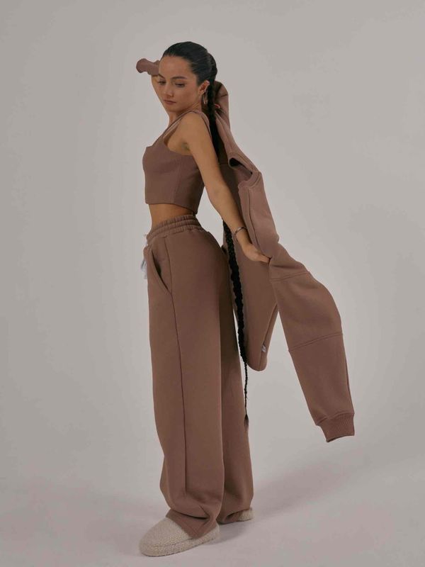 Брюки Multicolor Широкие с начесом синопия фреско - фото 4