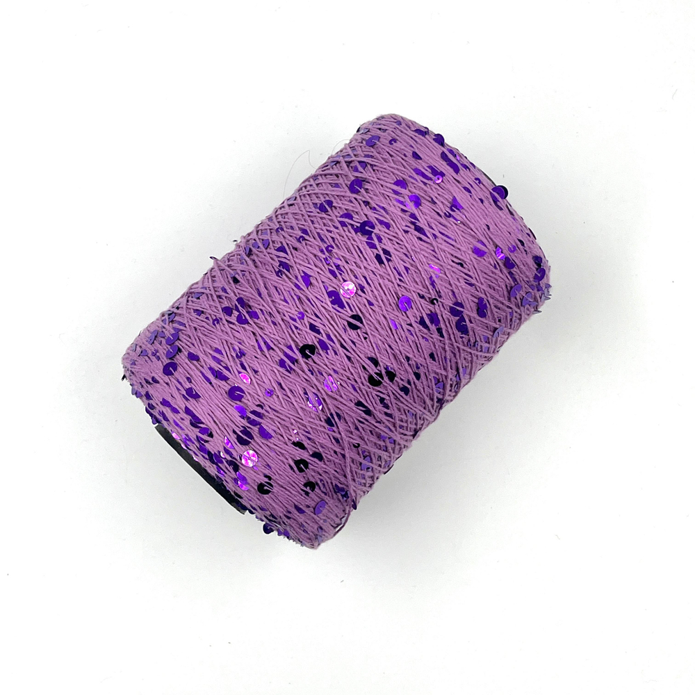 Королевские пайетки (3 и 6 мм), хлопок 100%, 330 м в 100 г , сиреневый блеск