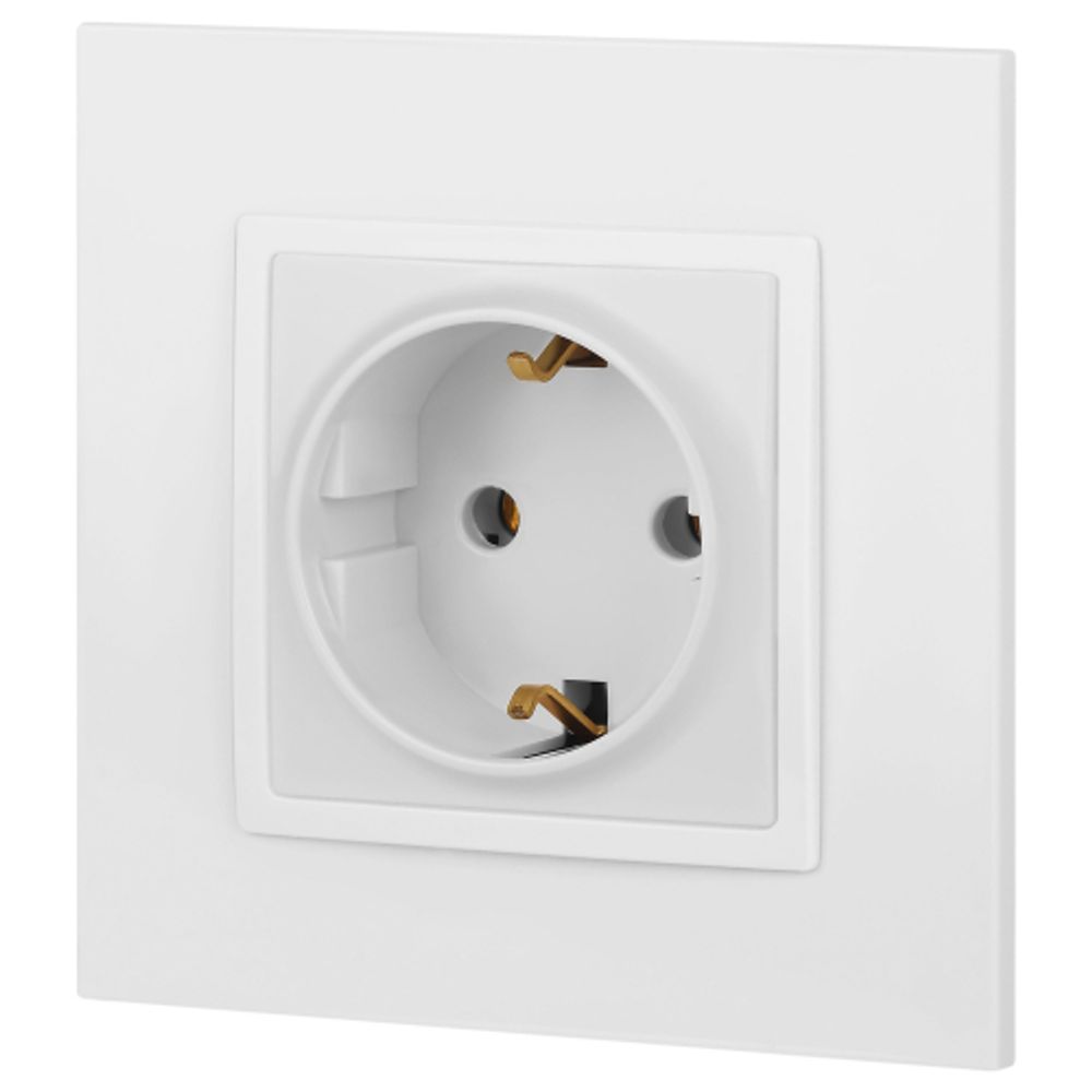 Розетка ЭРА Elegance 14-2101-01М с заземлением 2P+E Schuko 16А-250В белый матовый