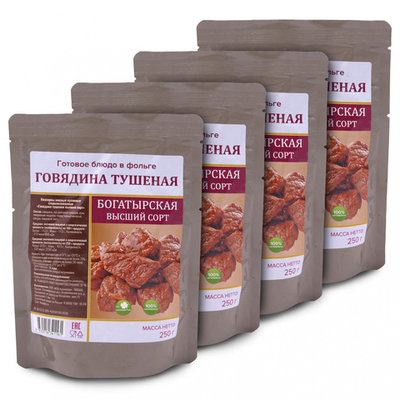 Готовое блюдо "Говядина тушеная (тушенка) ВС "Каскад" (Кронидов) 4шт*250гр, 1кг