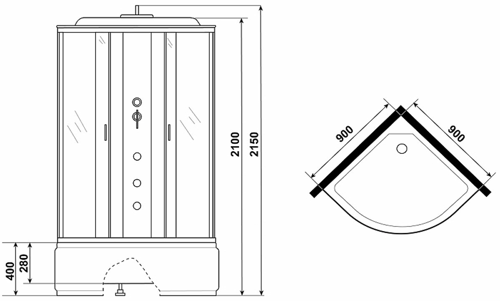 Душевая кабина Niagara Classic 90x90 NG-2508-14G с гидромассажем