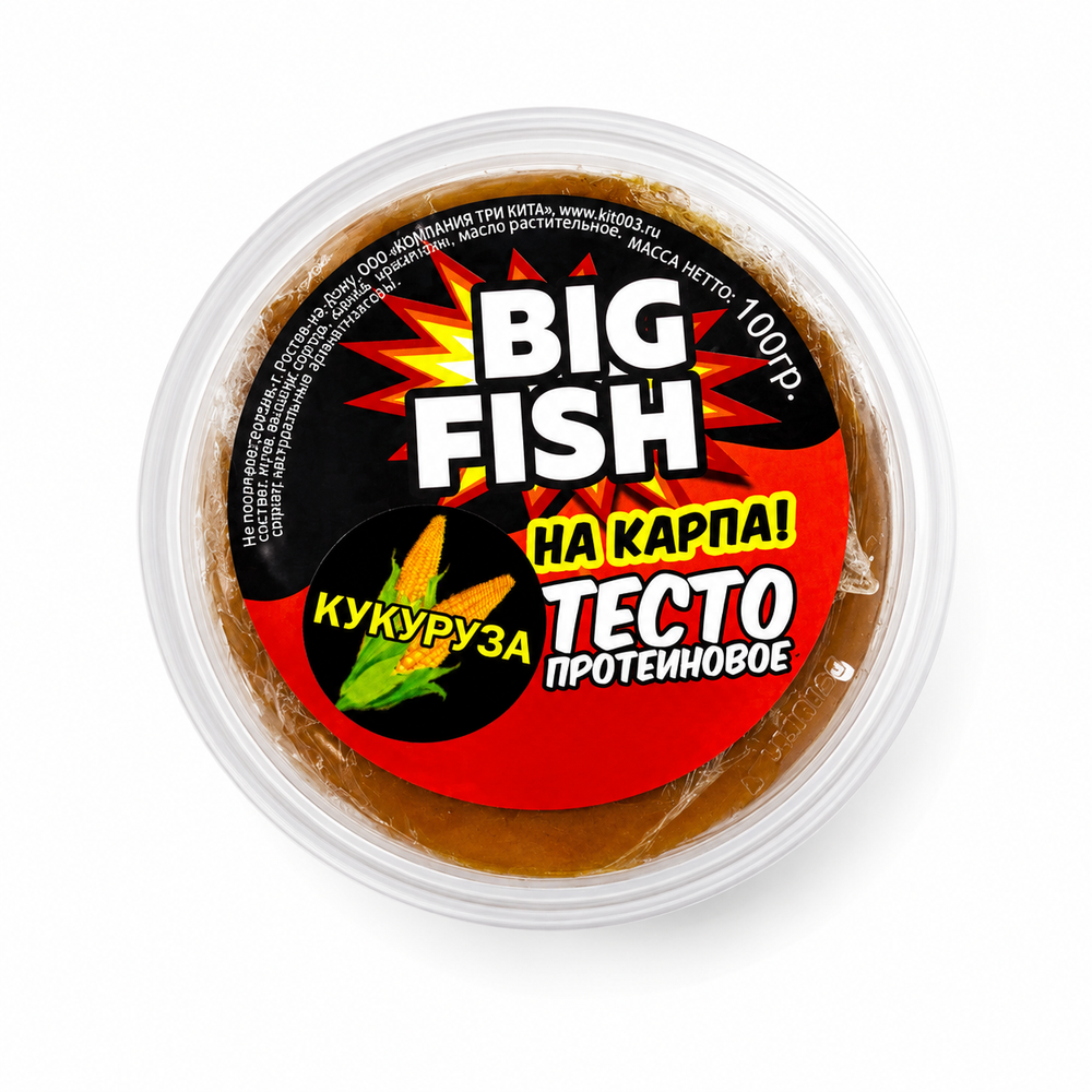Тесто готовое в баночках "BIG FISH" НА КАРПА + "МОЛОДАЯ КУКУРУЗА" 100гр.