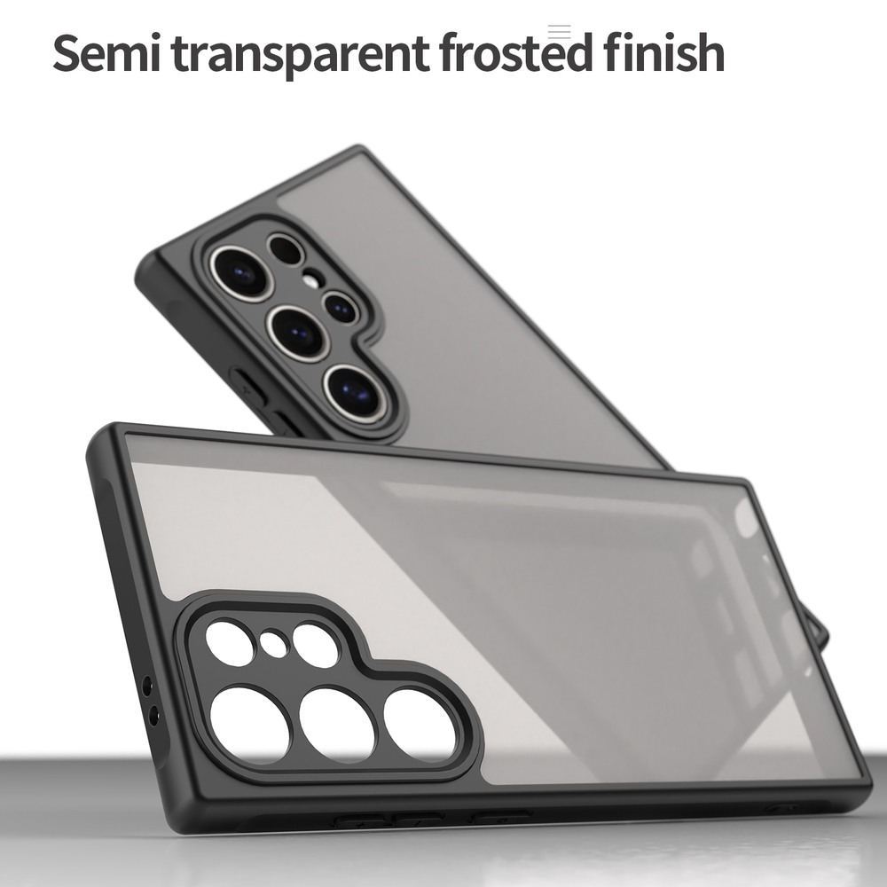 Защитный чехол с черными рамками для Samsung Galaxy S24 Ultra, задняя крышка тонированная прозрачная