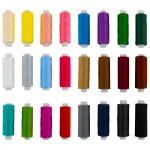 Нитки швейные 40 ЛШ, 200 м, полиэстер, НАБОР 24 цвета, в ПОДАРОК набор игл, DEVELIA (Девелиа), 609625