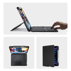Чехол подставка с клавиатурой (RUS) от Dux Ducis для iPad Air 11 (2024-2025), iPad Air 4 и 5, iPad Pro 11 (2018-2020, 2021, 2022), серия DK Series Keyboard, русская клавиатура с подсветкой