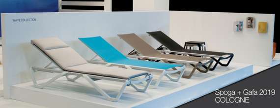 Шезлонг алюминиевый Wave, белый, бирюзовый