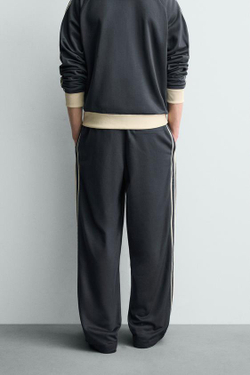 ZARA ДЖОГГЕРЫ WIDE FIT С ЛАМПАСАМИ, СИНИЙ
