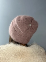 шапка зимняя вязаная ангора с пайетками