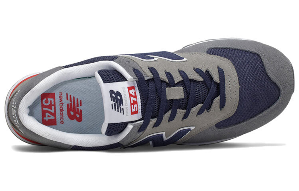 New Balance NB 574 non-slip lightweight low-top running shoes for men and women with the same gray and red D width