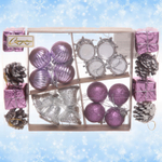 Набор украшений «Сказочная зима» 20*13,7*3 см (24 предмета), Серебро/фиолетовый