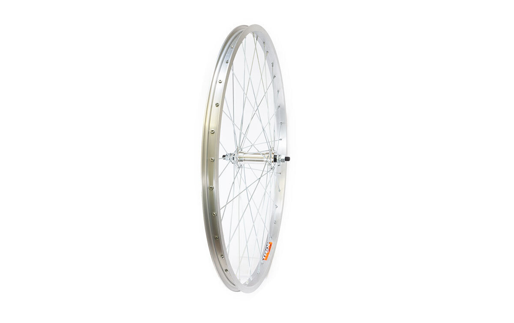 Колесо 26" переднее TRIX, обод алюм., V-br, гайки, одинарный, серебристый.