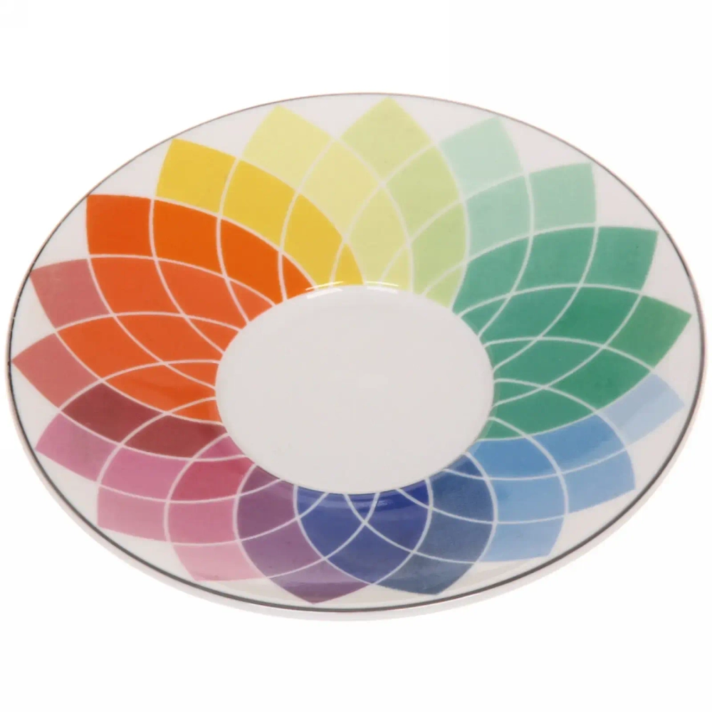 Кофейная пара (зеркальная кружка 90мл+блюдце) анаморфный дизайн «Радуга»