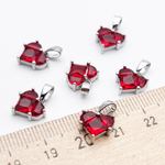 Подвеска Сердце, цвет серебро+красный, размер 10 мм, цена за 1 шт