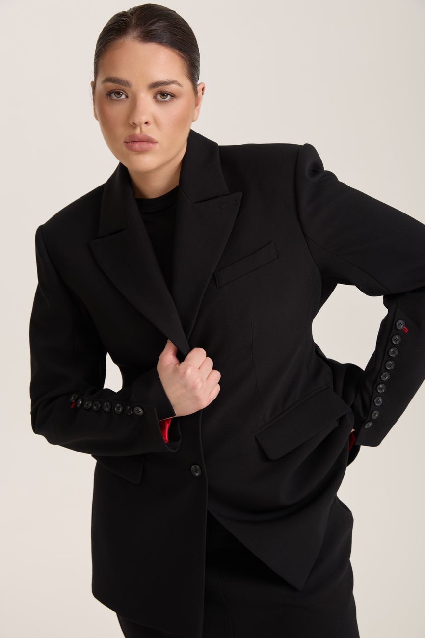 Жакет с объемными плечами, черный