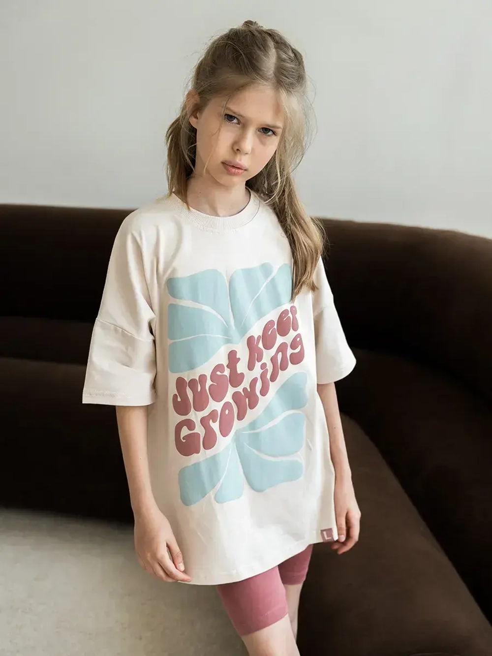 Костюм для девочки на лето, футболка и велосипедки