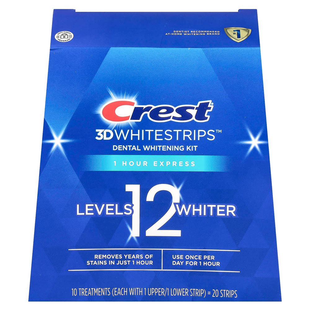 Crest, 3D Whitestrips™, набор для отбеливания зубов, экспресс-действие за 1 час, 20 полосок