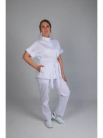 Брюки медицинские белые стрейч на резинке