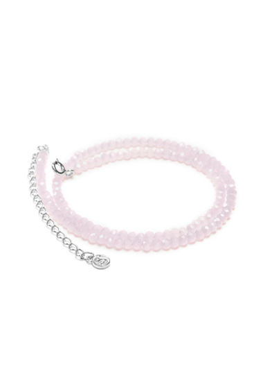 Колье-чокер из серебра и натурального розового кварца