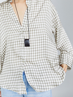 Massimo Dutti Струящаяся рубашка в клетку, жемчужно-серый