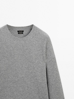 Massimo Dutti Свитер из 100% кашемира, серый меланж