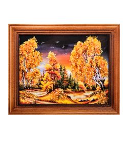 AMB-74/49 Картина «Красота природы» (с янтарной крошкой) дер.краш.рамка 12х15