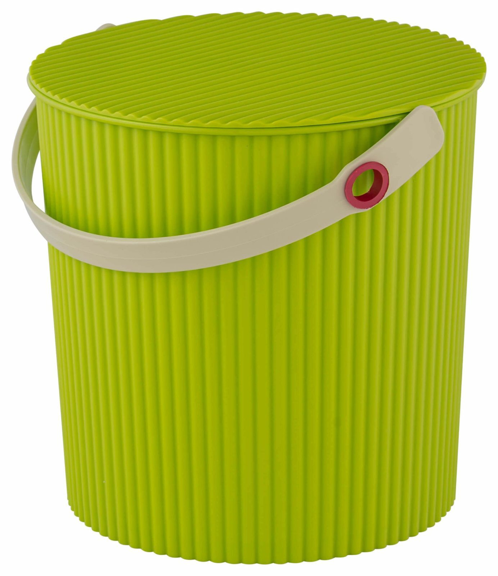 Ведро универсальное с крышкой 10л. (светло-салатовое, коричневая крышка) арт.ЭП 012771-2