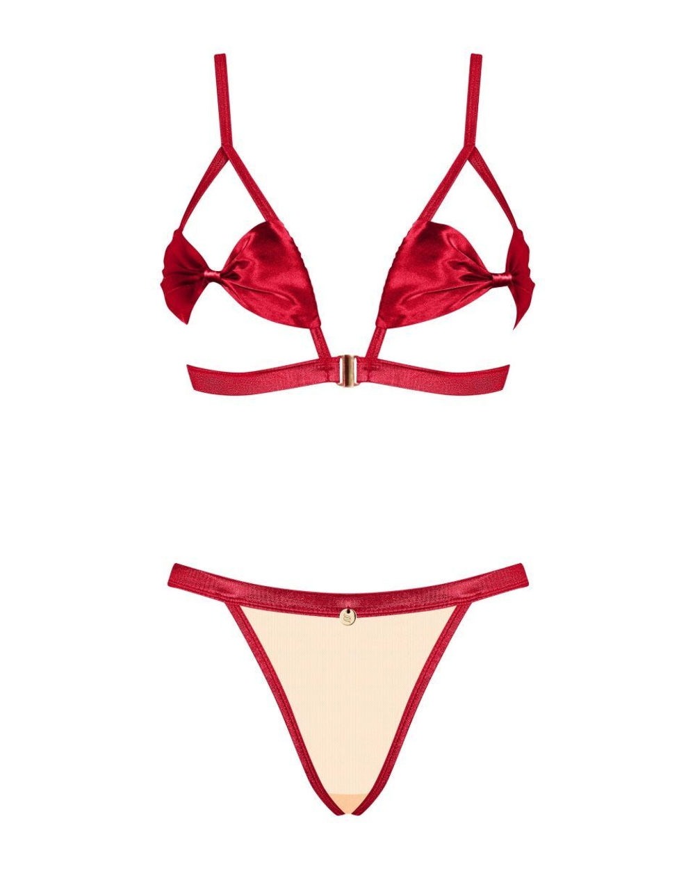 Роскошный комплект белья Rubinesa с бантиками (Размер: L-XL) (Цвет: бежевый с красным)